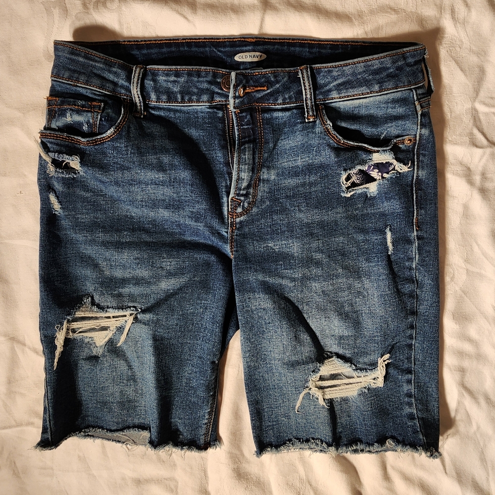 Y2K Old Navy Distressed Bermuda Shorts Jorts - Picture 2 of 8